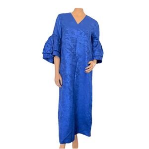 white christmas dresses HERMES Fuchsia Maxi Beach Printed Cotton Caftan Dress, New!